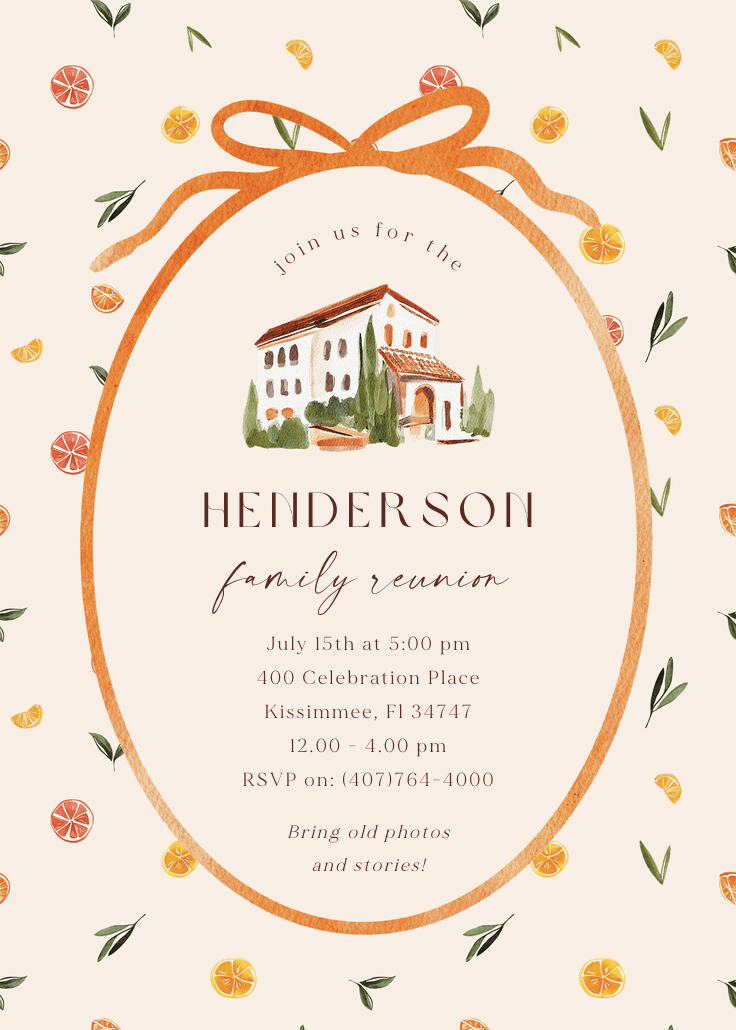 Arancia rossa - family reunion invitation